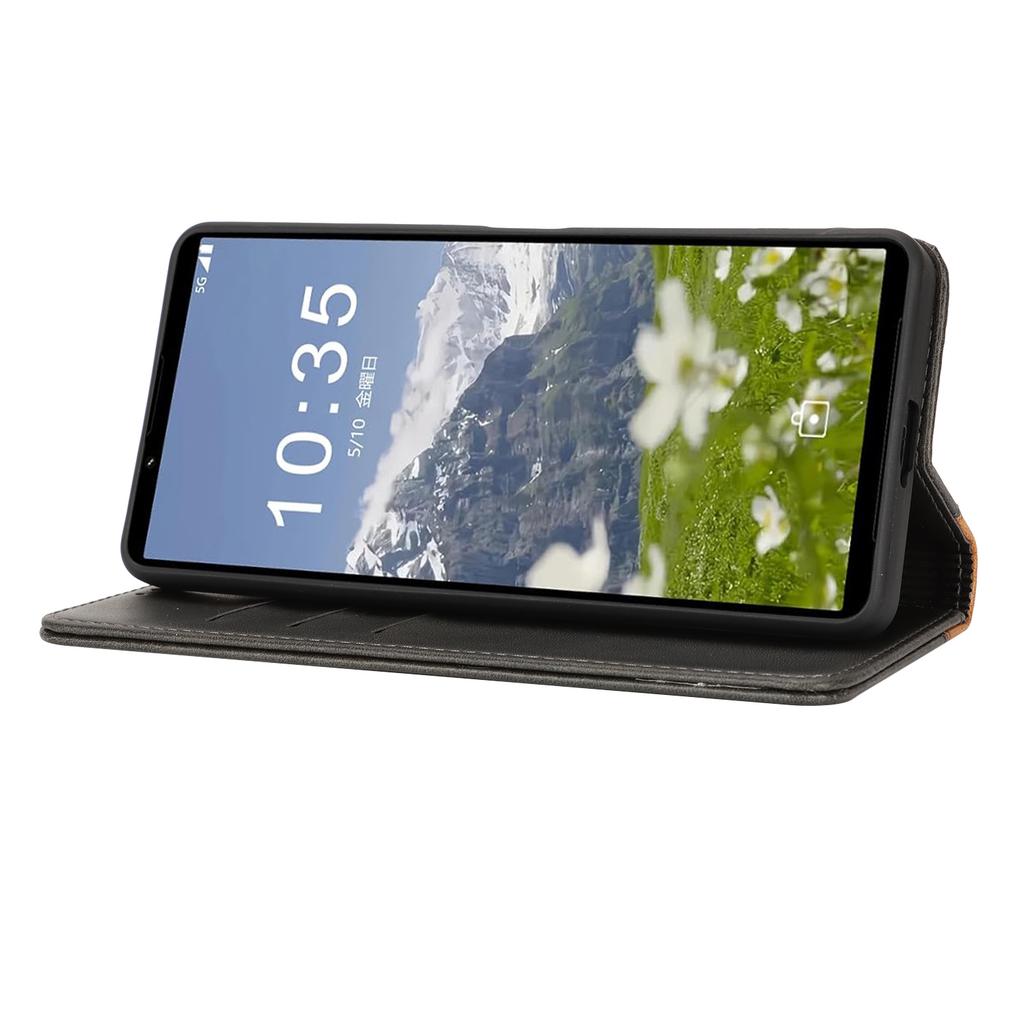 For Sony Xperia 1 VII Case Calf Texture 3 Card Slots Color Splicing Leather Phone Cover