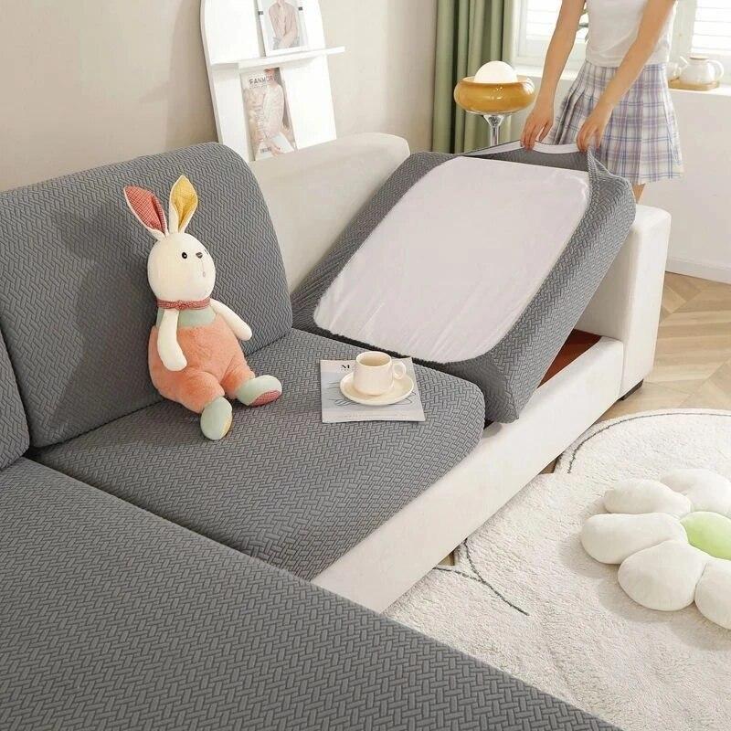 Elastischer weicher Sofa-Sitzkissenbezug, Winter-Jacquard, Anti-Staub-Dekor, Couchbezüge, Ecksofa-Schonbezug für Wohnzimmer, Haustiere