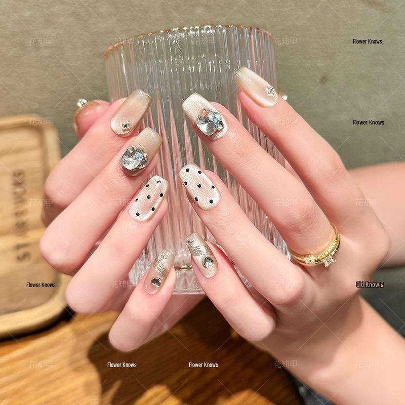 

Polka Dot Cat Eye Handmade Autumn Nail Art Pieces Large L