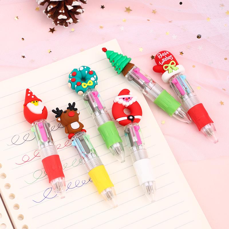 36PCS Mini 4Color Ballpoint Pen Gifts Christmas Elk Santa Snowman Pen Xmas Christmas Party New Year Guest Gifts Bag Fillers Student Prize Gift Writing