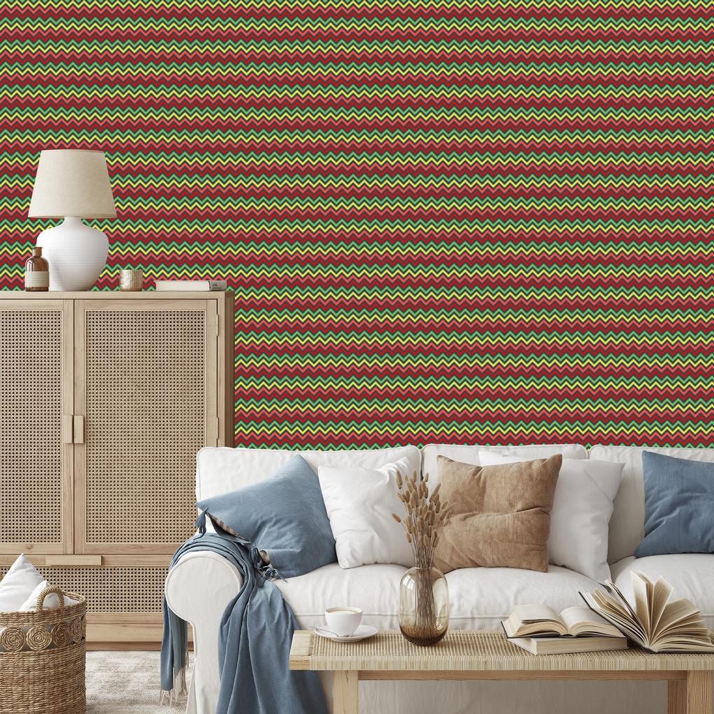 Zigzag Red and Orange Wallpaper for Living Room and Bedroom 50x1000