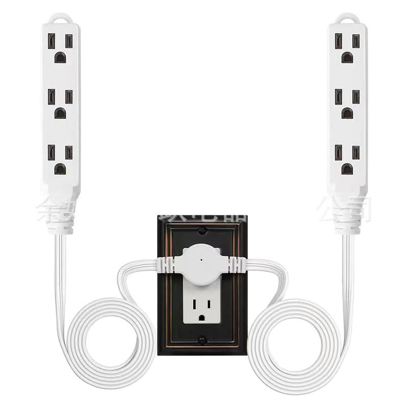12ft Double Extension Cord with Flat Plug, 1-to-2 Power Splitter, Polarized Plug