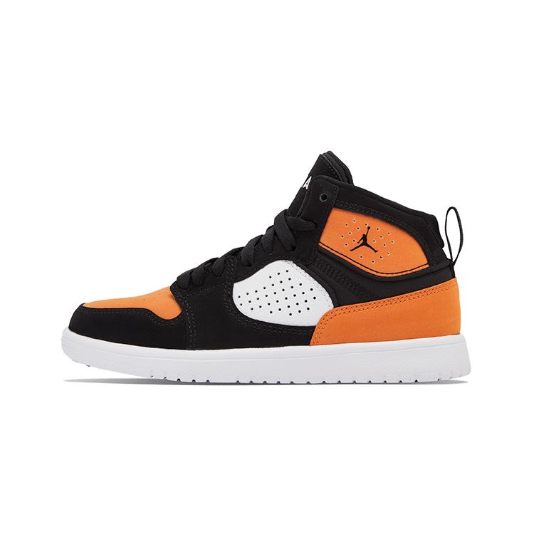 Jordan Access Mid top Vintage Basketball Shoes Black Orange Children Aged 3 7 Years Old (Unisex) Kids' Basketball Shoes AV7942 008