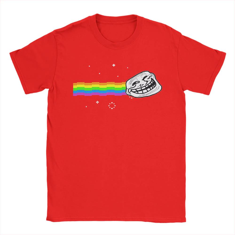 Divertenti T-shirt Meme Faccia di Troll Arcobaleno Divertenti per Uomo Donna Girocollo Cotone Magliette Fumetto Umorismo Maniche Corte T-shirt Taglie Forti Top