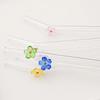 6PCS Reusable Drinking Straws Cute Flower Glass Straws with Cleaning Brush for Coffee Lover Smoothies Frozen Drinks Tea Juice