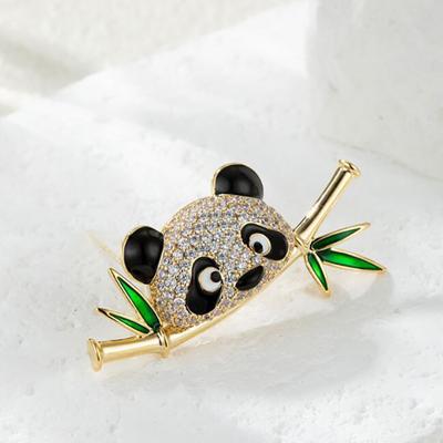 Schöne Panda Bambus Tier Brosche Corsage Für Frauen Mode Brosche Strass Pins Kleidung Zubehör Geschenke