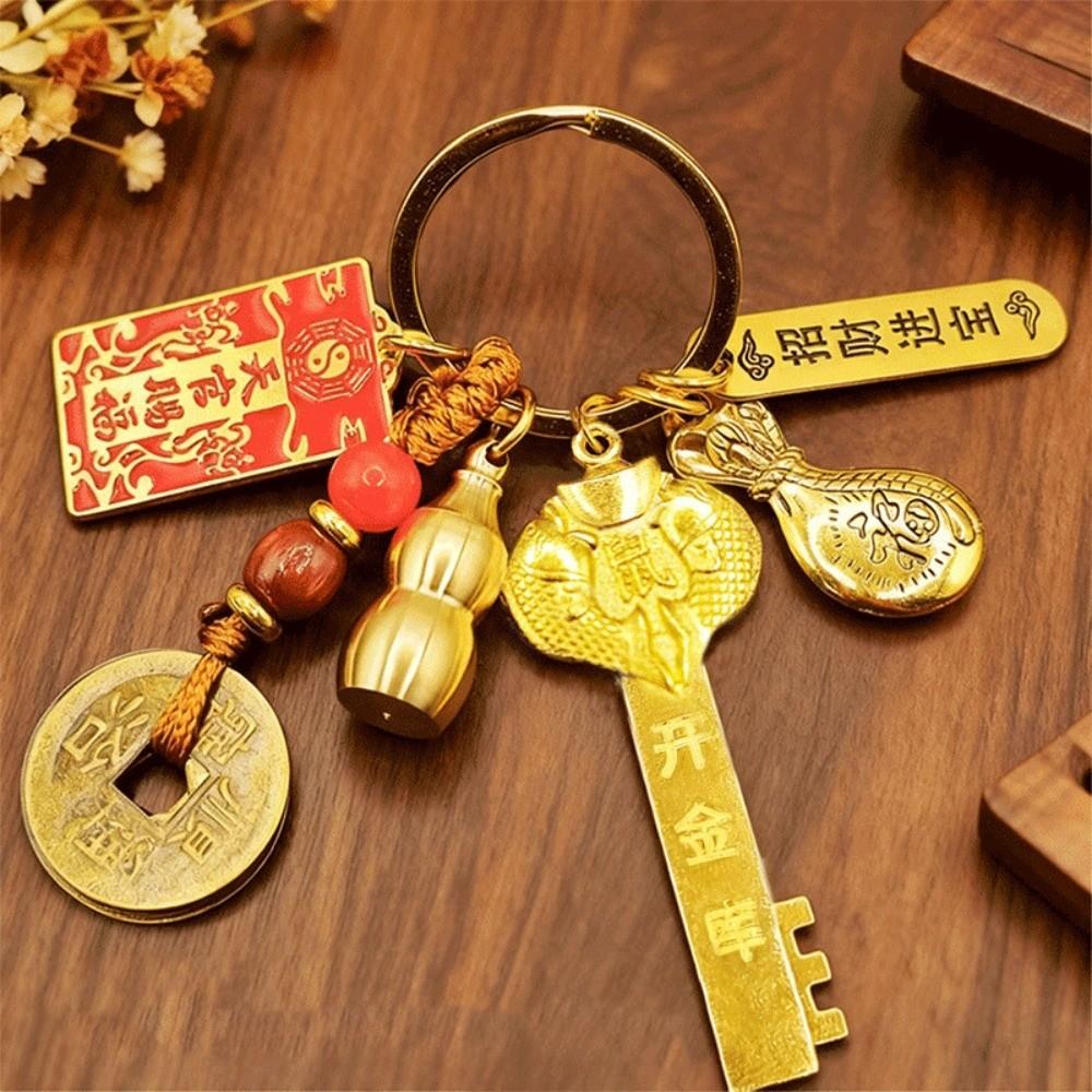 Lucky Bag Horse New Year Keychain Gold Key Heaven Blessing Keychain Backpack Decor
