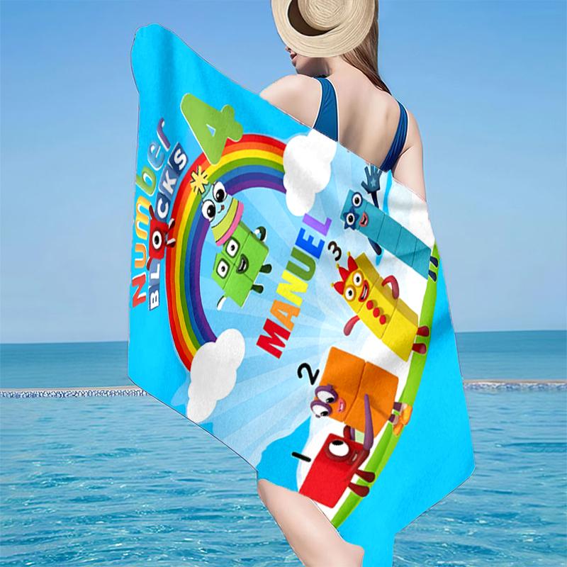Number-Blocks Abenteuer Strandtuch, Superweiche Mikrofaser, Geschenk für Sie/Ihn, Geburtstag, für Pool, Strand, Reisen, Heimdeko Fan-Geschenke