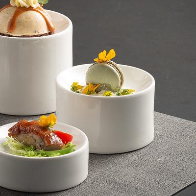 French High-End Western Food Molecular Cuisine Dim Sum Plate White High-Footed Artistic Conception Dish Tableware Cylindrical Plate Hotel Table
