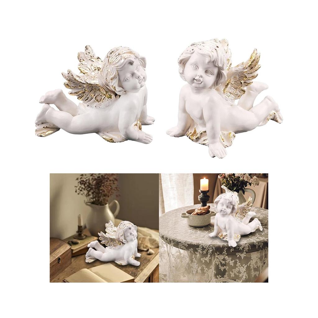 Baby-Engelsstatue Ornament Geschenk Flügel Putte Figur Harzskulptur für Tischplatte Foto Requisite Schrank Innen Außen Wohnzimmer