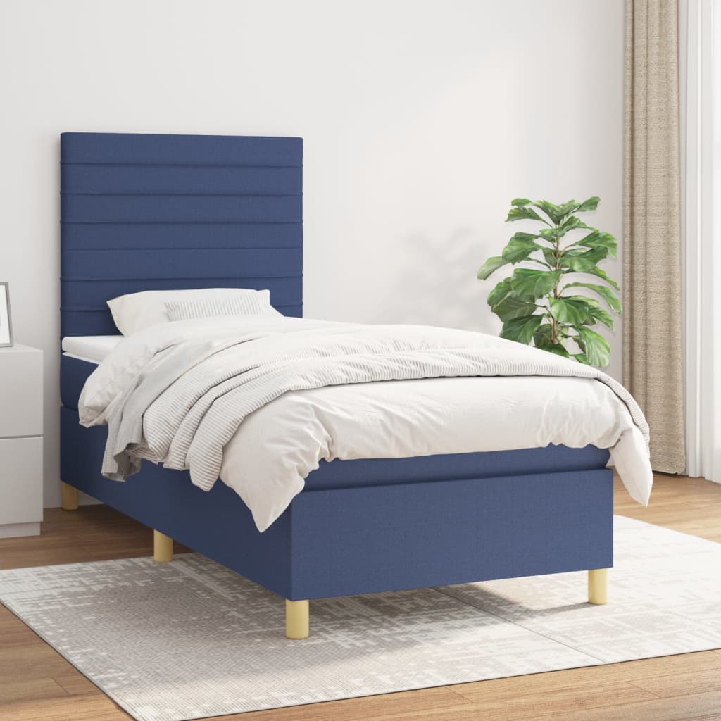 Box Spring Bed with Mattress Blue 80 x 200 cm Fabric