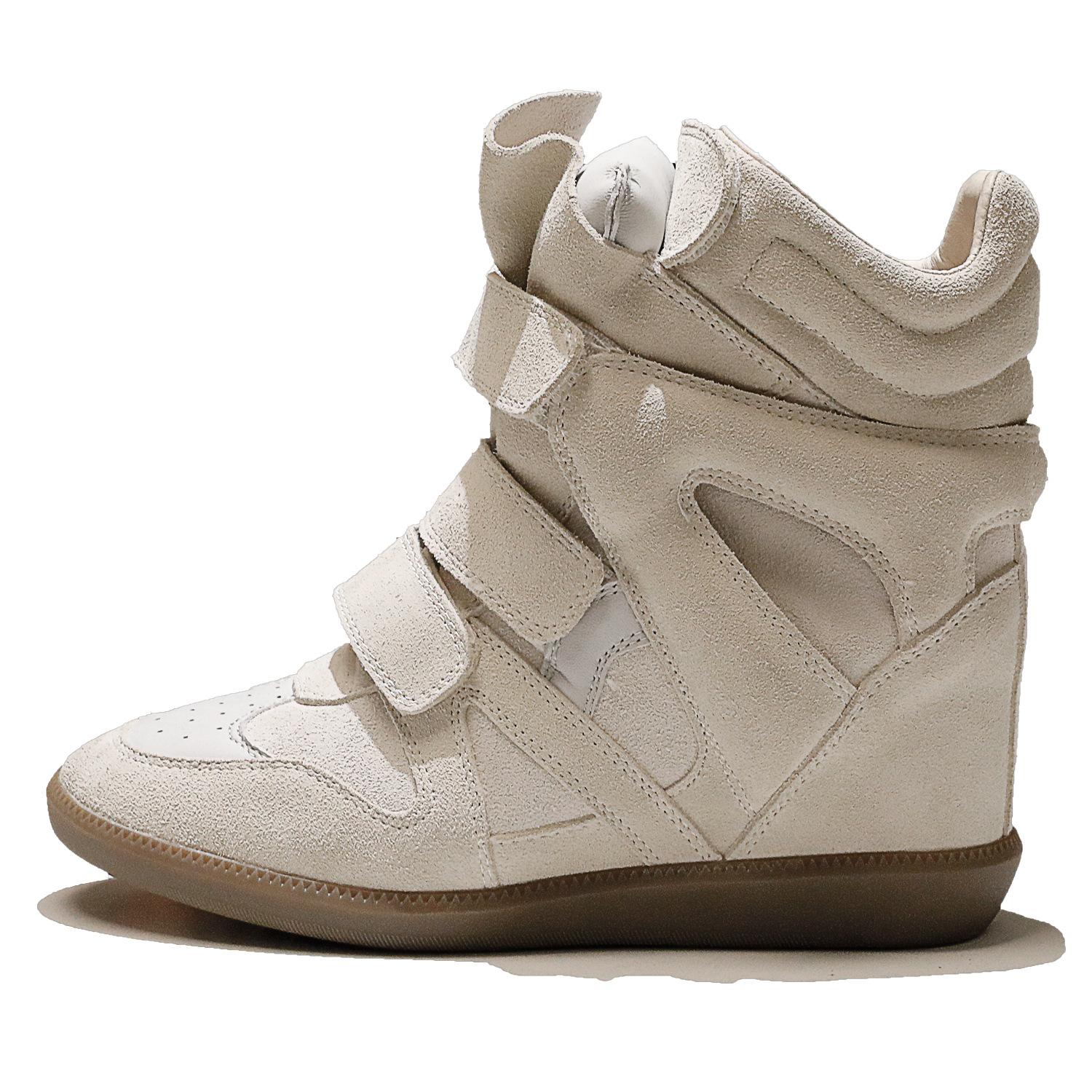 Neue rezessive Innenhöhenerhöhung High-Top Damen Schuhe Farbabstimmung flache lässige Klettverschluss-Sneaker Damen 39 gray