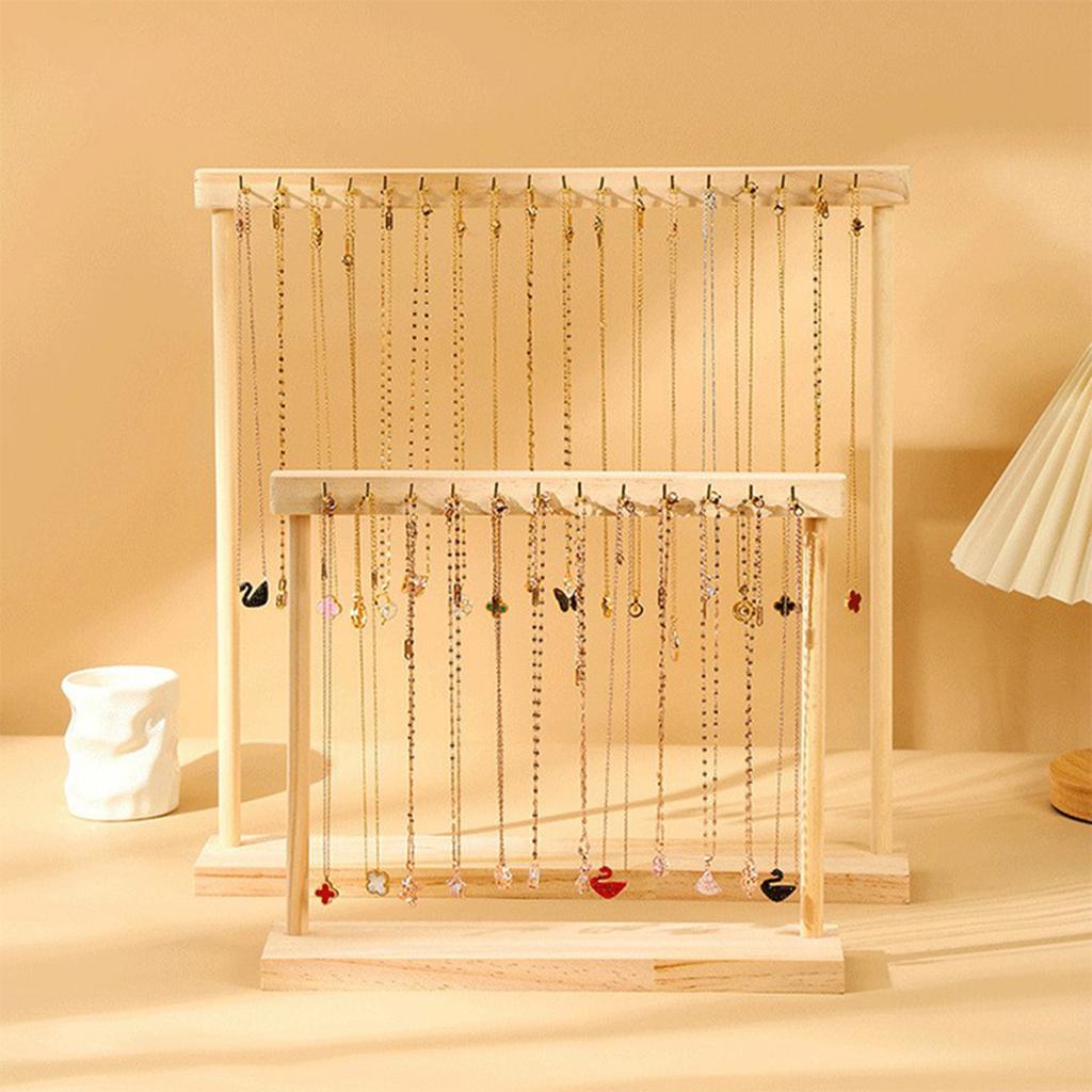 Sturdy Natural Wood Necklace Rack Quality Wood Necklace Showcases Easy Access Stand Rack for Daily Use and Storage