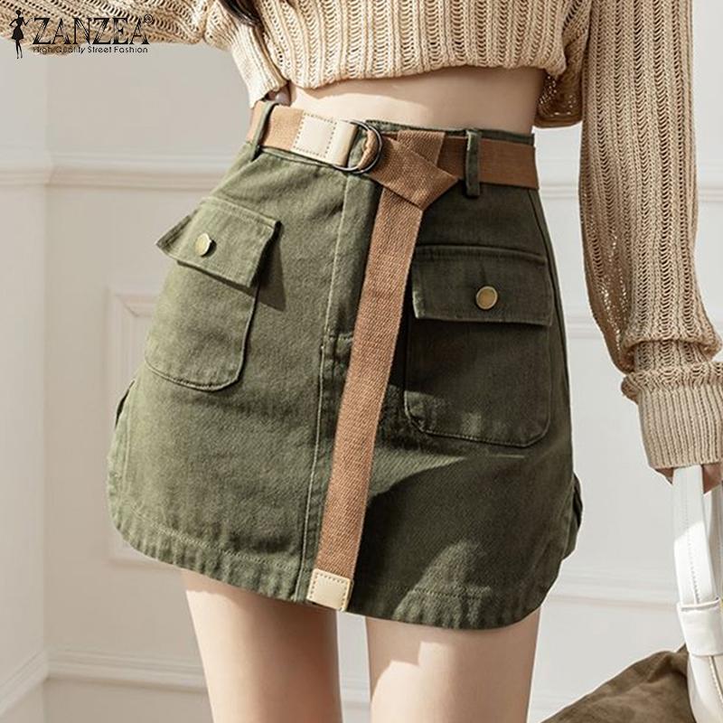 

ZANZEA женские летние повседневные однотонные мини-юбки