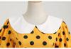 2022 Retro Polka Dot Doll Collar Short Sleeve Party Dress