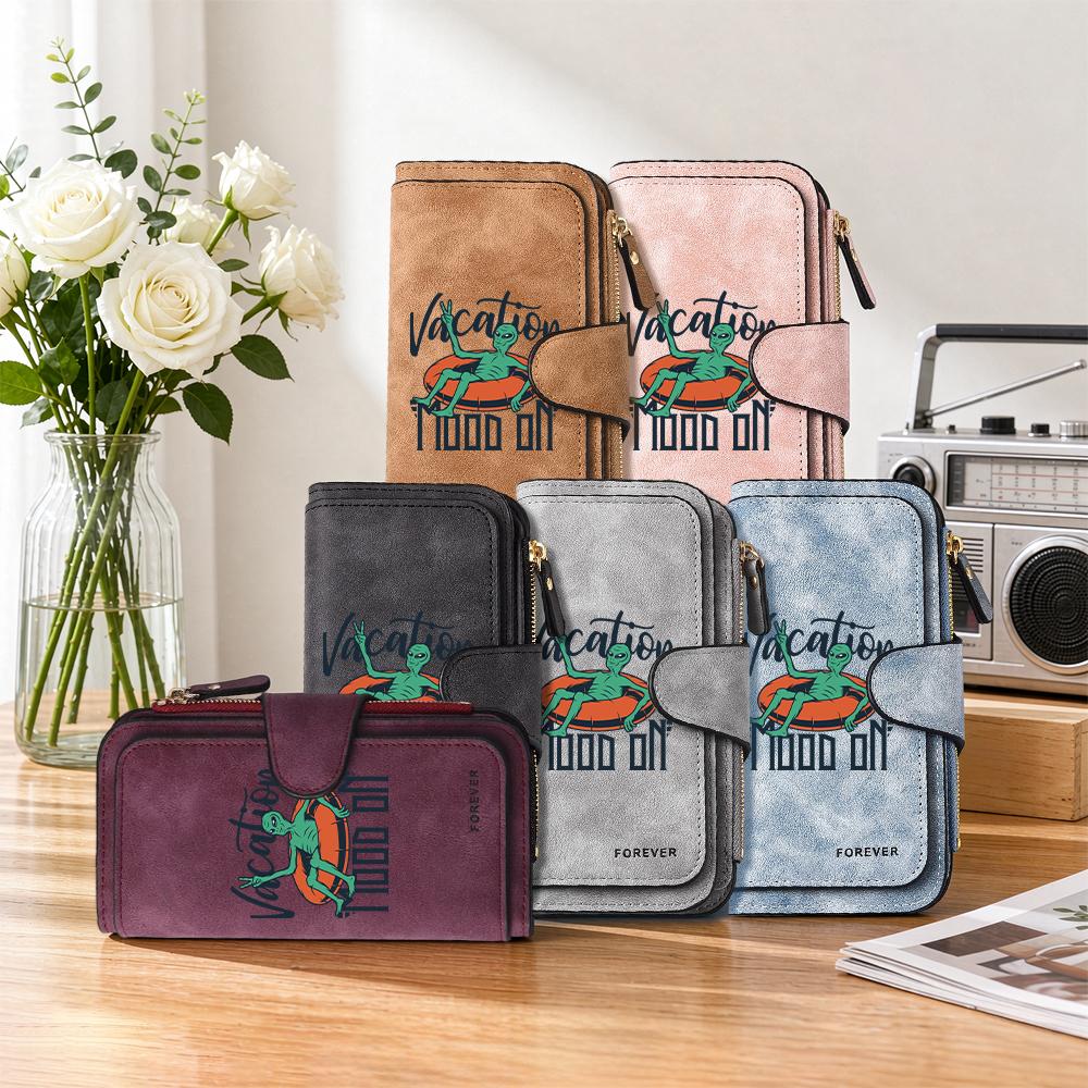 Funny Alien Print Long Wallet Fashion Multi Slot Casual Durable Purse For Daily Use