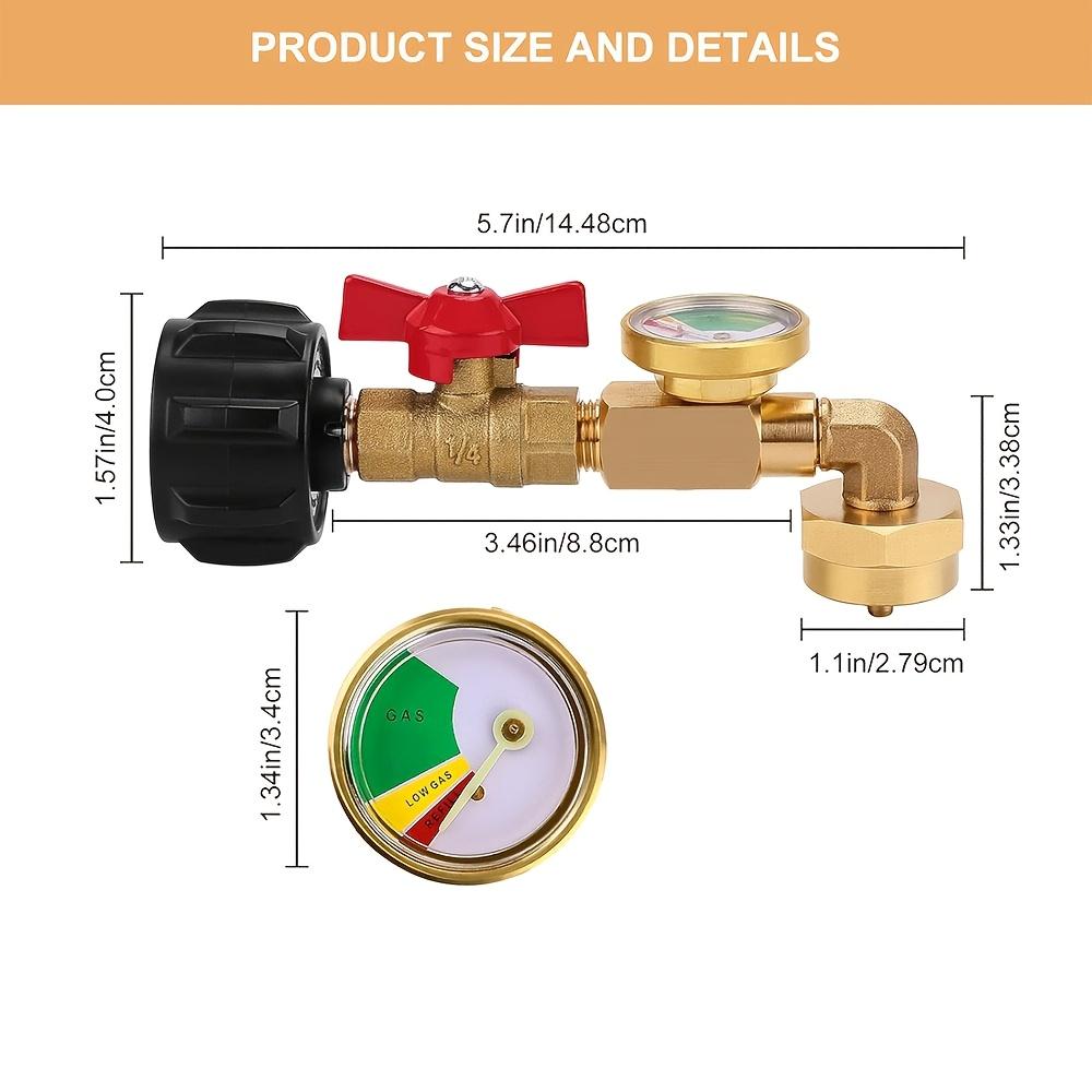 Easy-Fill Propane Refill Adapter with Valve & Gauge - Fits 20lb Tanks, Connects To 1lb Disposable Cylinders for BBQ & Outdoor Cooking