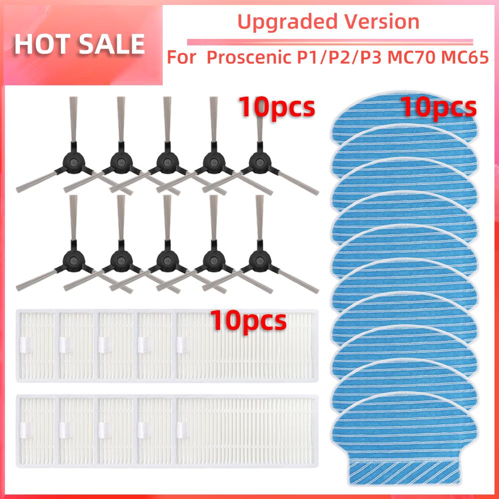 For Proscenic P1 P2 P3 MC70 MC65 Robot Cleaner Vacuum Side Brush HEPA Filter Mop Pad Accessories Replacement Attachment Parts