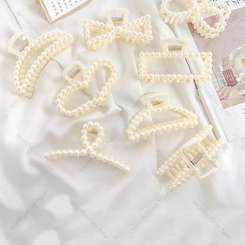 New Fashion Exquisite Medium Small Pearl Geometric Hairpin Hair Crab Hair Claw Women Girl Hair Accessori Headwear accessory