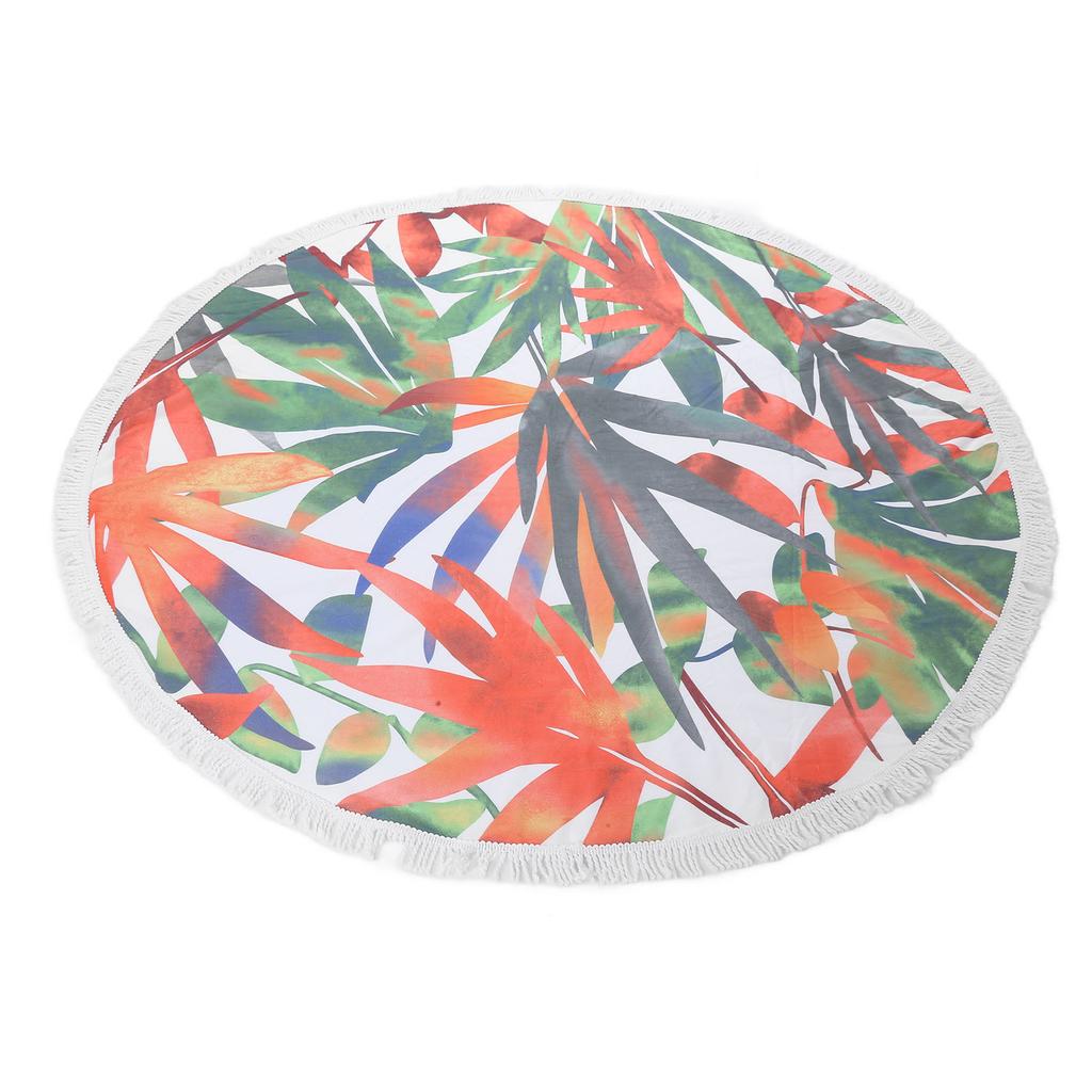 Round Beach Towel Blanket Circular Beach Tassels Blanket Oversized Picnic Mat for Kids