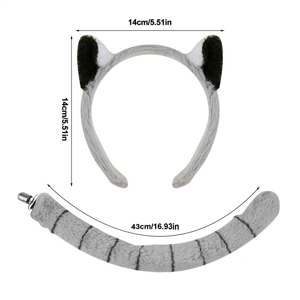 

Animal Ears Lemur Headband Ears and Tail Dress up Props Costume Accessory for Boys Girls Halloween Holiday Party Stage