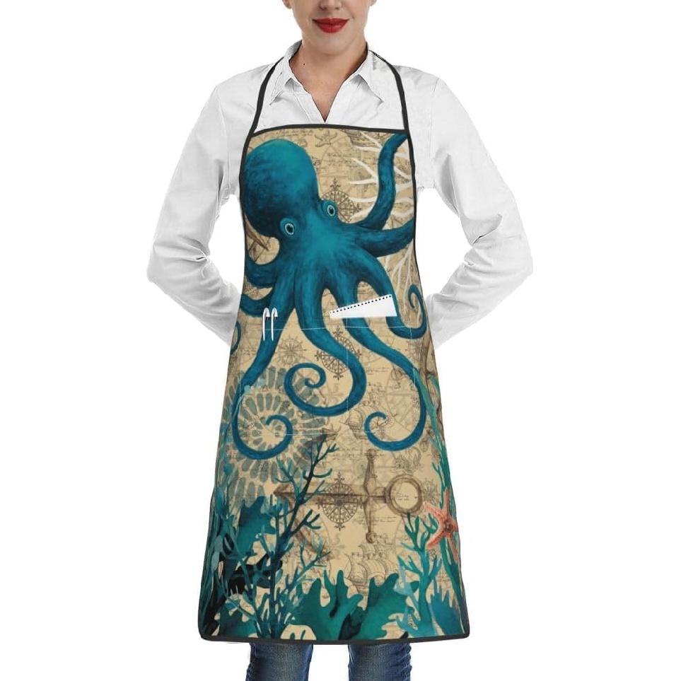 Women Men Aprons Bib Chef Baking Aprons with Pockets for Decor Kitchen BBQ Baking Grilling Cooking