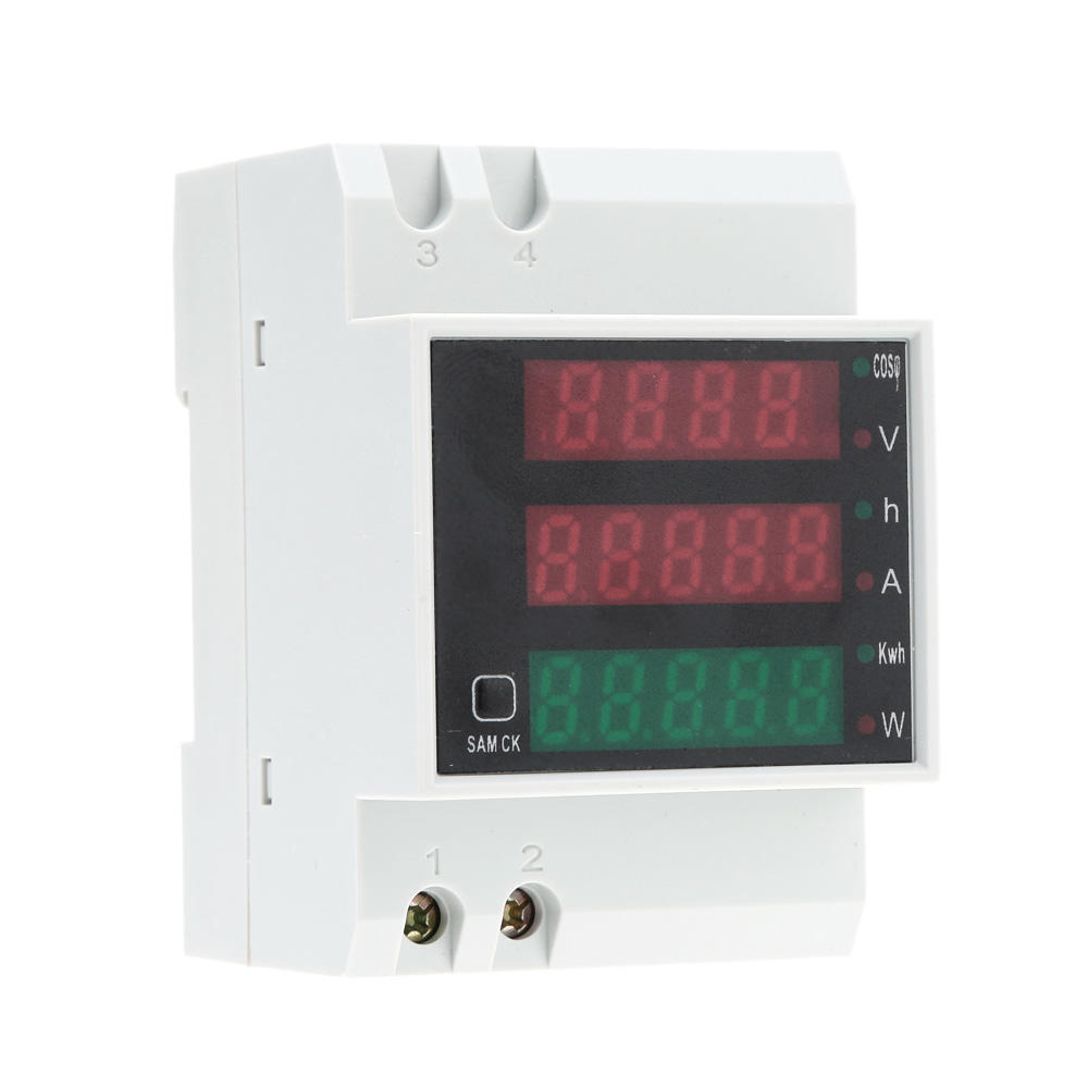 AC80-300V 100A Multi-functional Digital Din Rail Current Voltage Power Factor Meter Ammeter