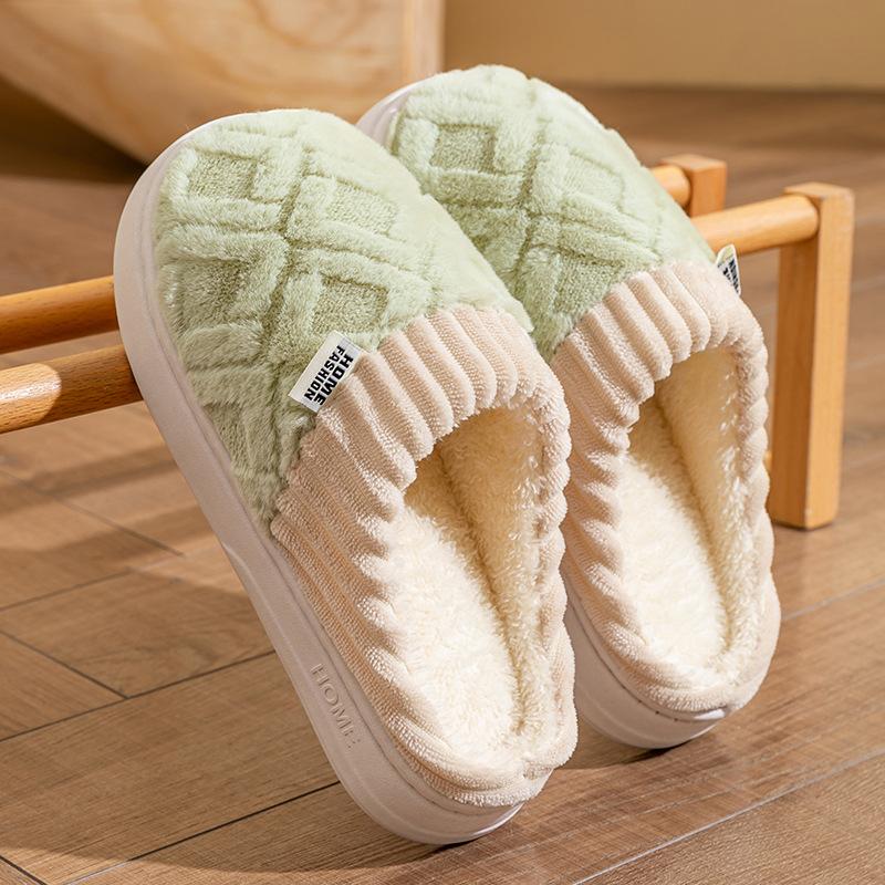 Cixi cotton slippers for women's home use in winter indoor home non-slip spring and autumn plush warm couple winter men