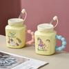 Süße Einhorn-Tasse mit Glasstrohhalm Becher Große Kapazität Mädchenherz Milch Fufu mit Deckel Wasserbecher Keramik