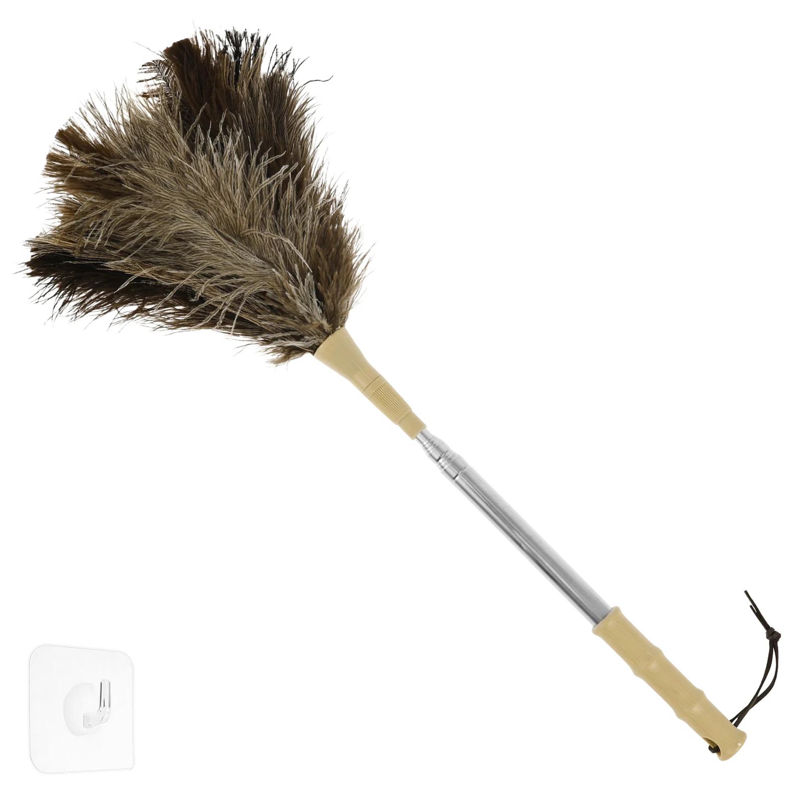 Extendable Ostrich Feather Duster With Stainless Steel Long Handle Brush Household Furniturer Dust Cleaning Tools