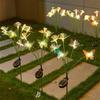8/10 Head Solar Fiber Optic Color Changing Butterfly String Lights Stake Lights Outdoor Garden Lawn Decorative Lights