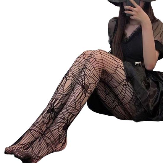 

Тонкие полые женские чулки с высокой талией и эластичной талией, сексуальные чулки с крестообразным рисунком, чулки для рыбалки, клубная одежда One Size Cobweb