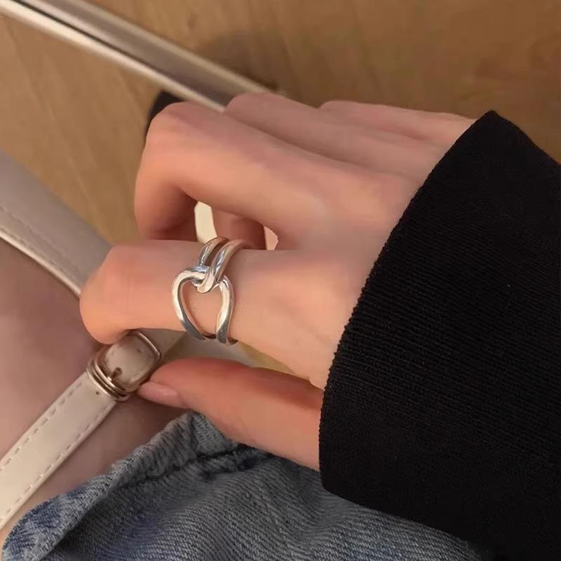 S925 Silber Geometrischer Crossover-Ring - Damen Minimalistisches Offenes Design, Schlichter Mode Ins Stil Zeigefingerring