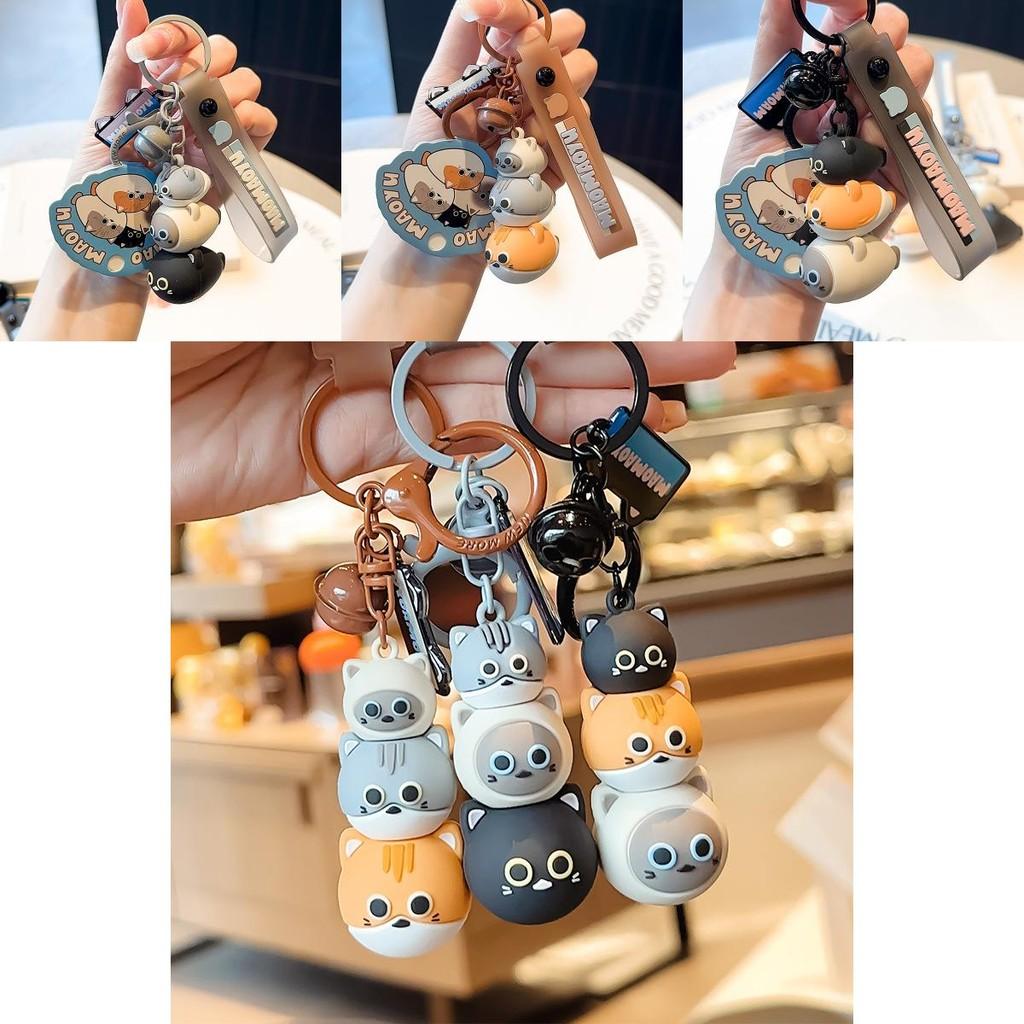 Adorable Jinnew Cat And Fish Stack Keychain Creative Resin Key Ring Gift For Pet Lovers