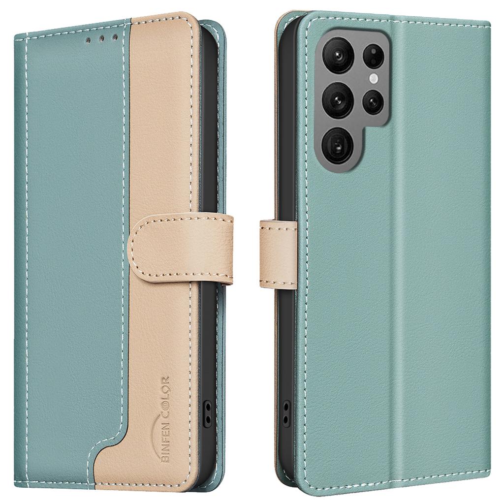For Samsung Galaxy S23 Ultra Case Dual Color Leather Wallet Phone Cover