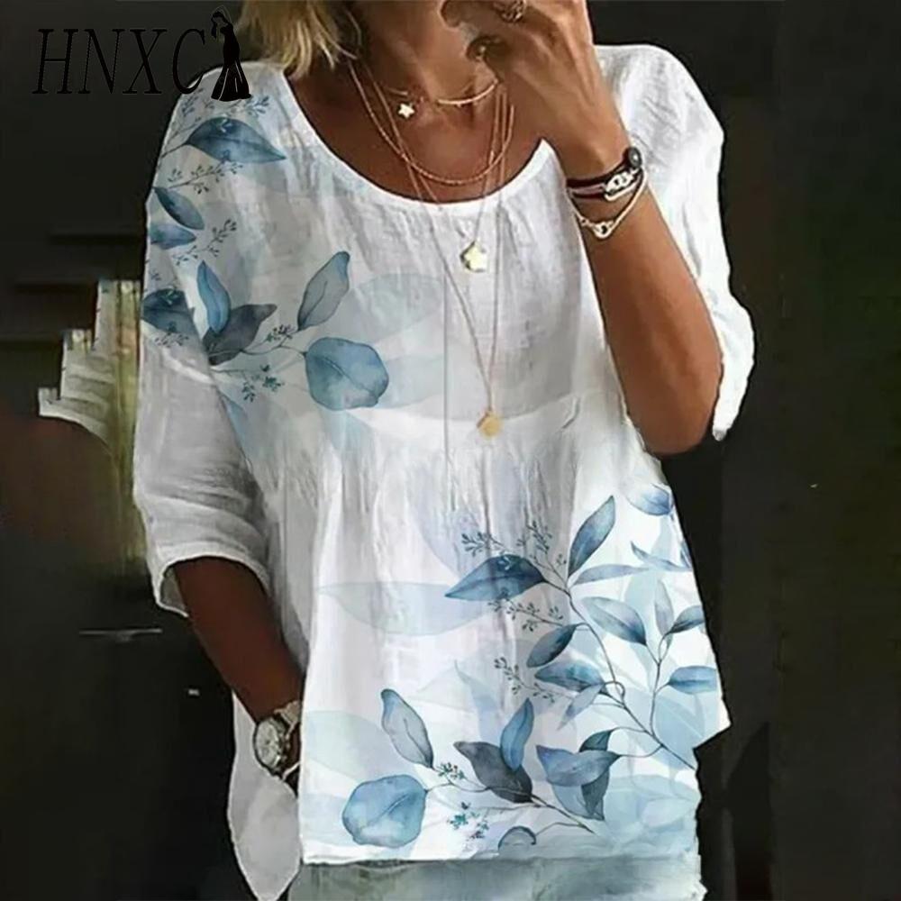 HNXC Women's Fashion Casual Long Sleeve O Neck Blouses & Shirts