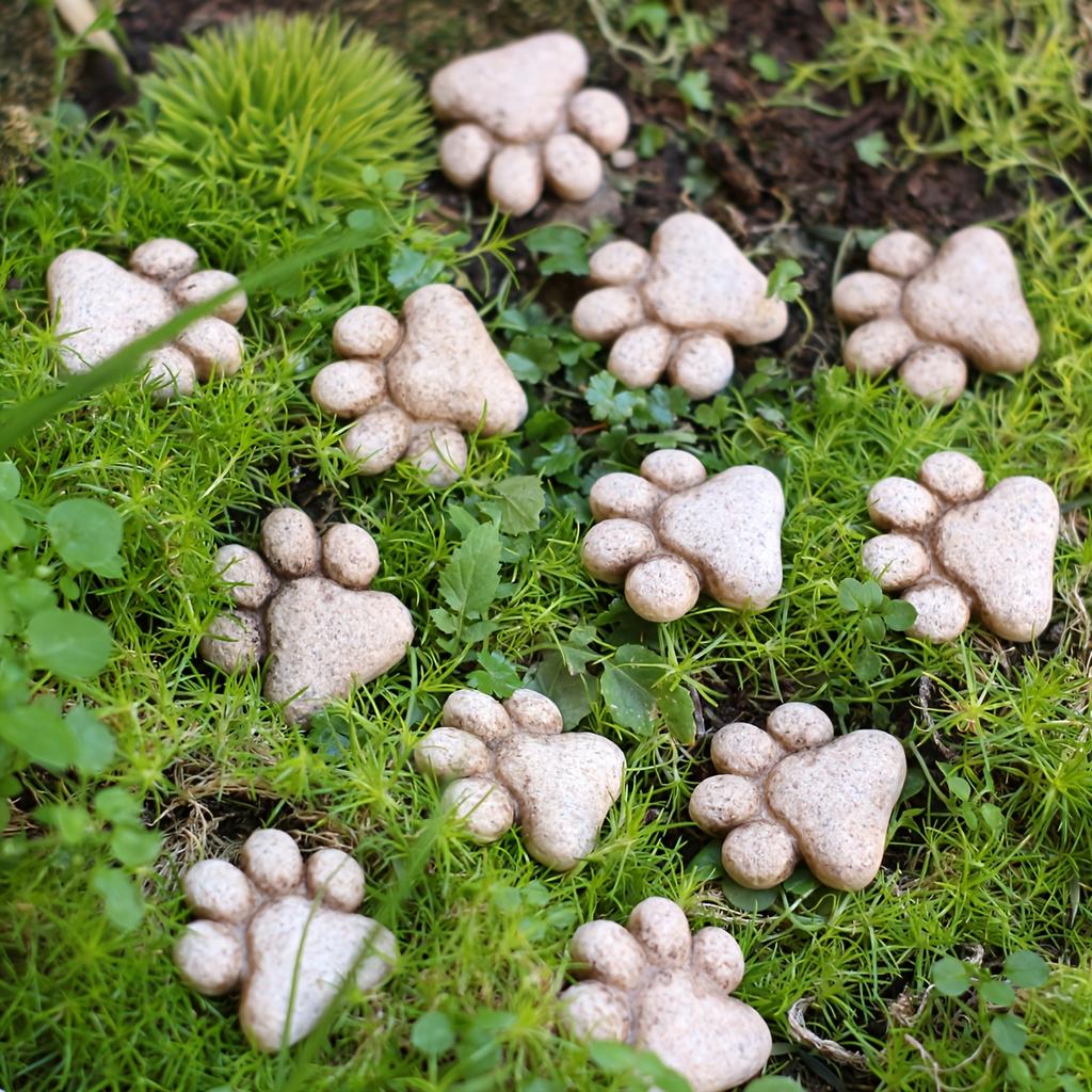 20pcs Cat Paw Stepping Stones Resin Garden Stepping Stones Outdoor Decorative Stones for Garden Lawn Pathway Bonsai Decorations Cat Lover Holiday
