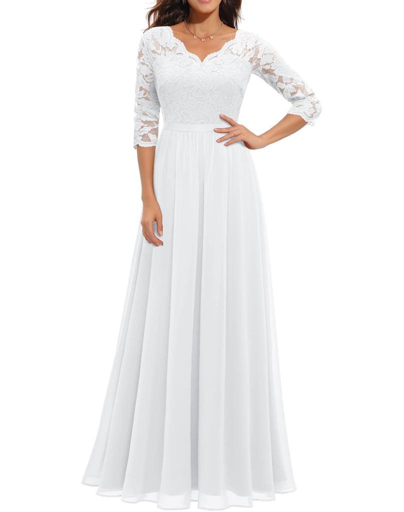 Elegant Lace Splicing Long Evening Dress for an Impressive Look