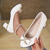 2026 Women Pumps Spring Autumn Shallow Patent Leather Heels Women Sweet Bow Round Toe High Heels Shoes Women Zapatos De Mujer