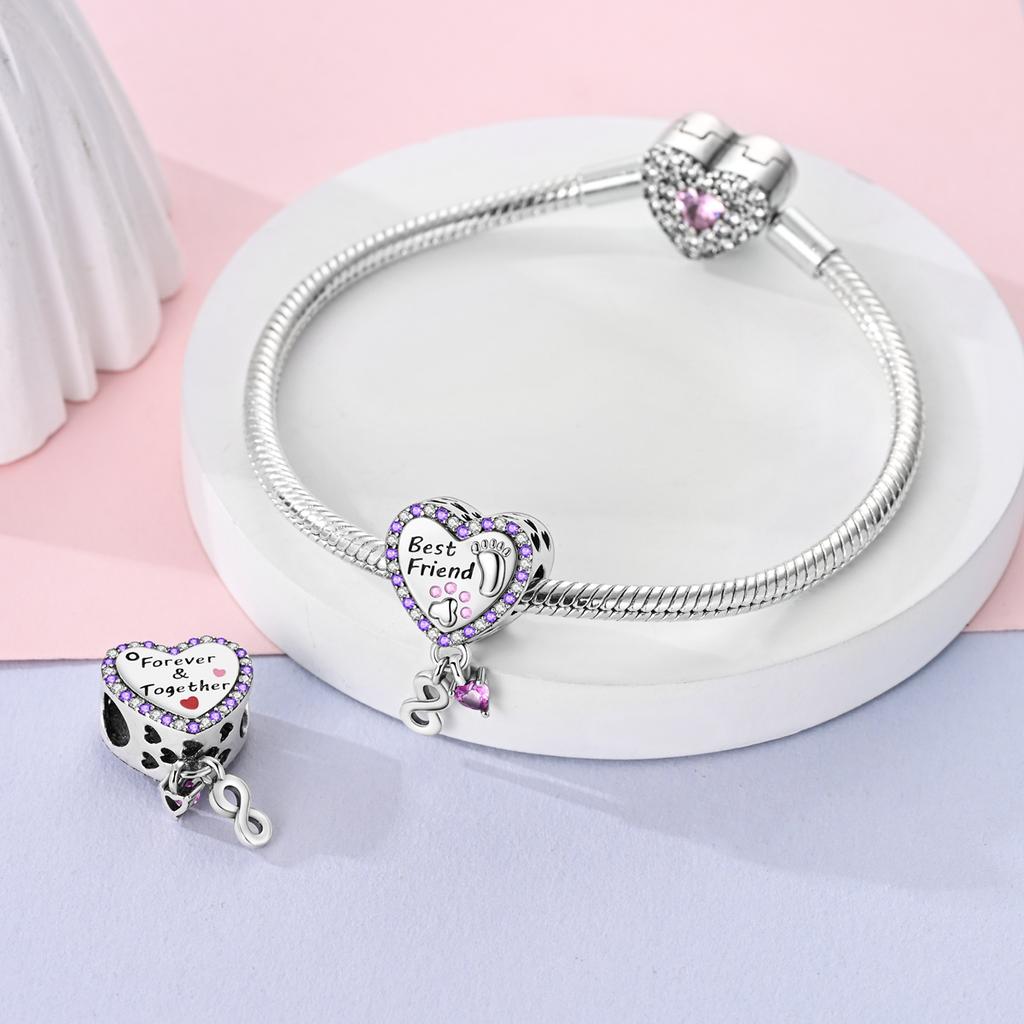 Copper Plated Sisters Lover Charms Beads Fit Original Bracelet Necklace Diy Bead For Women Jewerly Make Gift