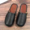 Closed-Toe Cowhide Slippers with Thickened Non-Slip Sole for All Seasons