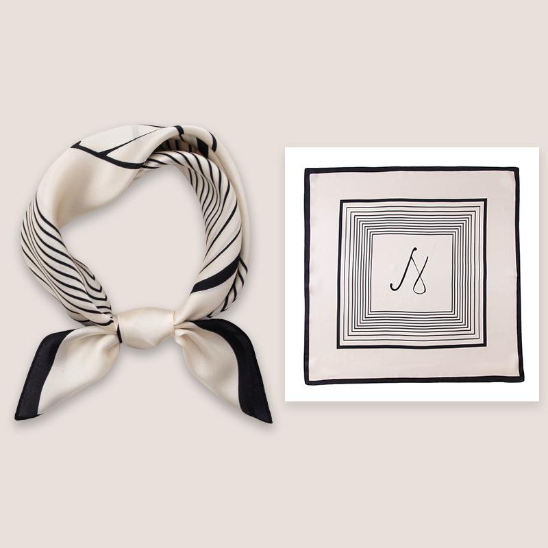 53Cm spring and summer new temperament women's 100% mulberry silk printed silk scarf fashion versatile high-end scarf shawl