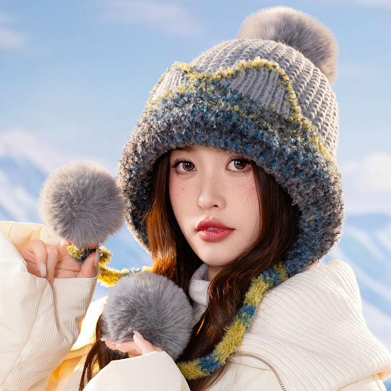 

Шапка женская осенне-зимняя защита ушей шерстяная шапка велосипедная холодная шапка для мам плюшевая толстая защитная шапка для ушей серый