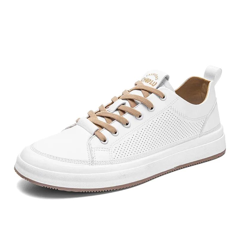 

Fashion Men s Casual Shoes Hot Sale Breathable Leather White Dress Men Shoes High Quality Summer Lightweight Comfortable Tenis Masculino 44
