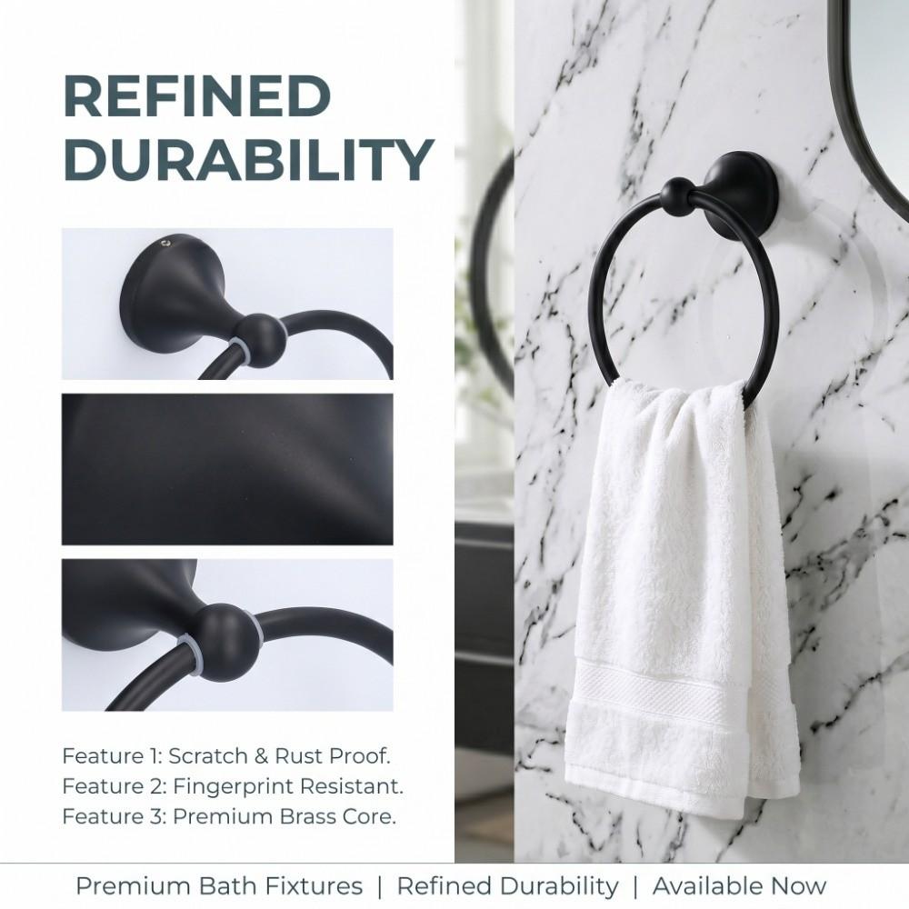 Black Towel Ring Stainless Steel Towel Rack Hand Towel Holder Bathroom Kitchen Washroom
