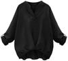 Jillua Skipper Long Loose Oversized Perfect for Everyday Office Black Size Women's Shirt, Sleeve, 3/4 Sleeve, Button-Down, Fit, Silhouette, Wear,