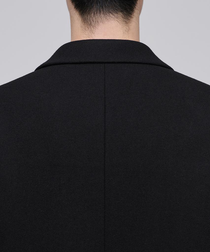 Musinsa Standard Wool Blend Melton Daddy Shoulder Oversized Blazer [Black]