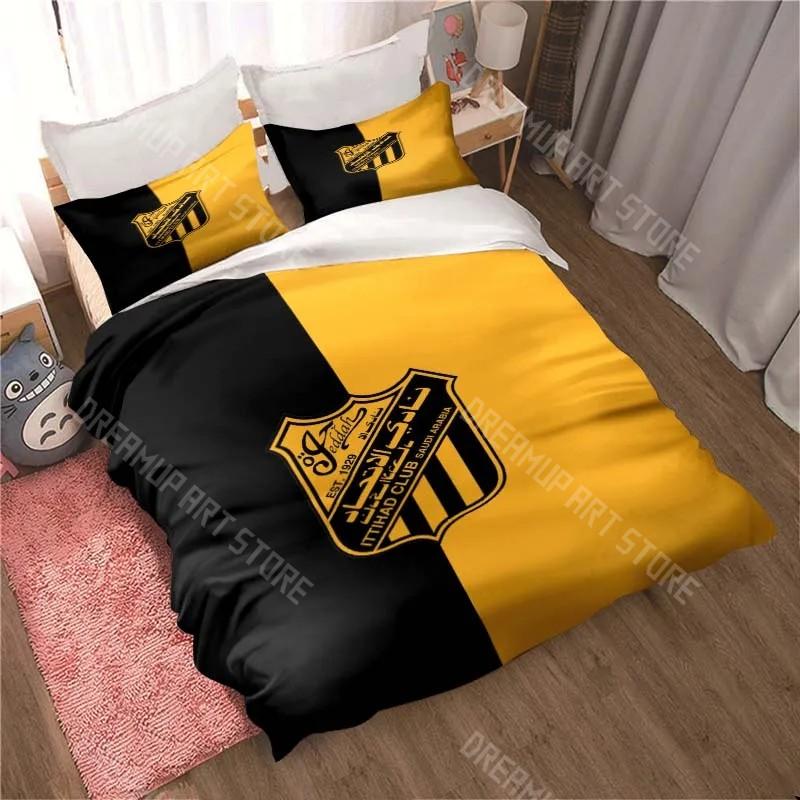 3D Print Al-Ittihad Club Jeddah Football Saudi Arabia Bedding Set Cute Duvet Cover Bed Cover with Pillowcase