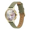 Authorized Retailer OLIVIA BURTON Women's Watch 24000228 Illustrated Floral Midi Ivory Gold Sage Green Leather
