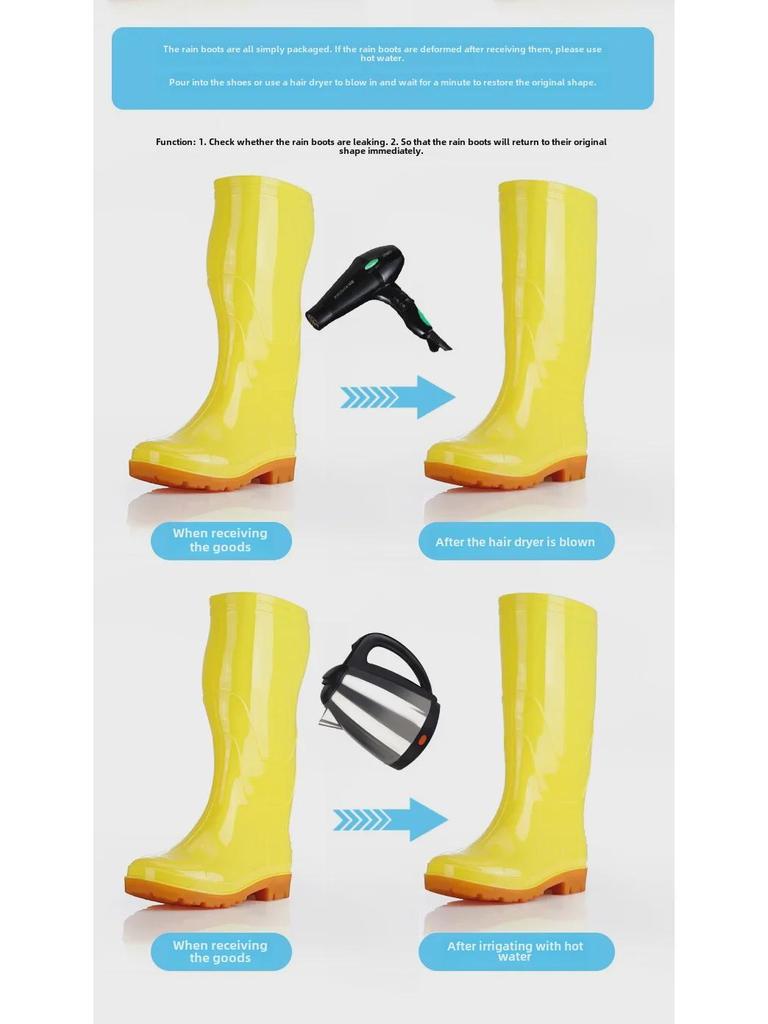 Yellow Food & Work Boots: Farm, Labor, Kitchen, Sanitation, Rain-Ready with Tendon Soles